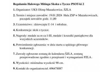 Halowy Mityng Skoku o Tyczce PSOT-ki 2